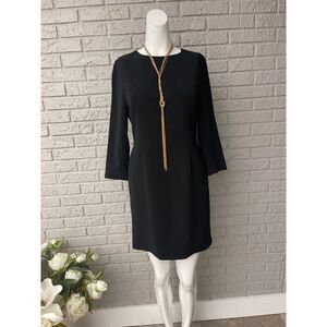 MICHAEL Michael Kors Women Black 3/4 Length Sleeve Sheath Dress Size 6